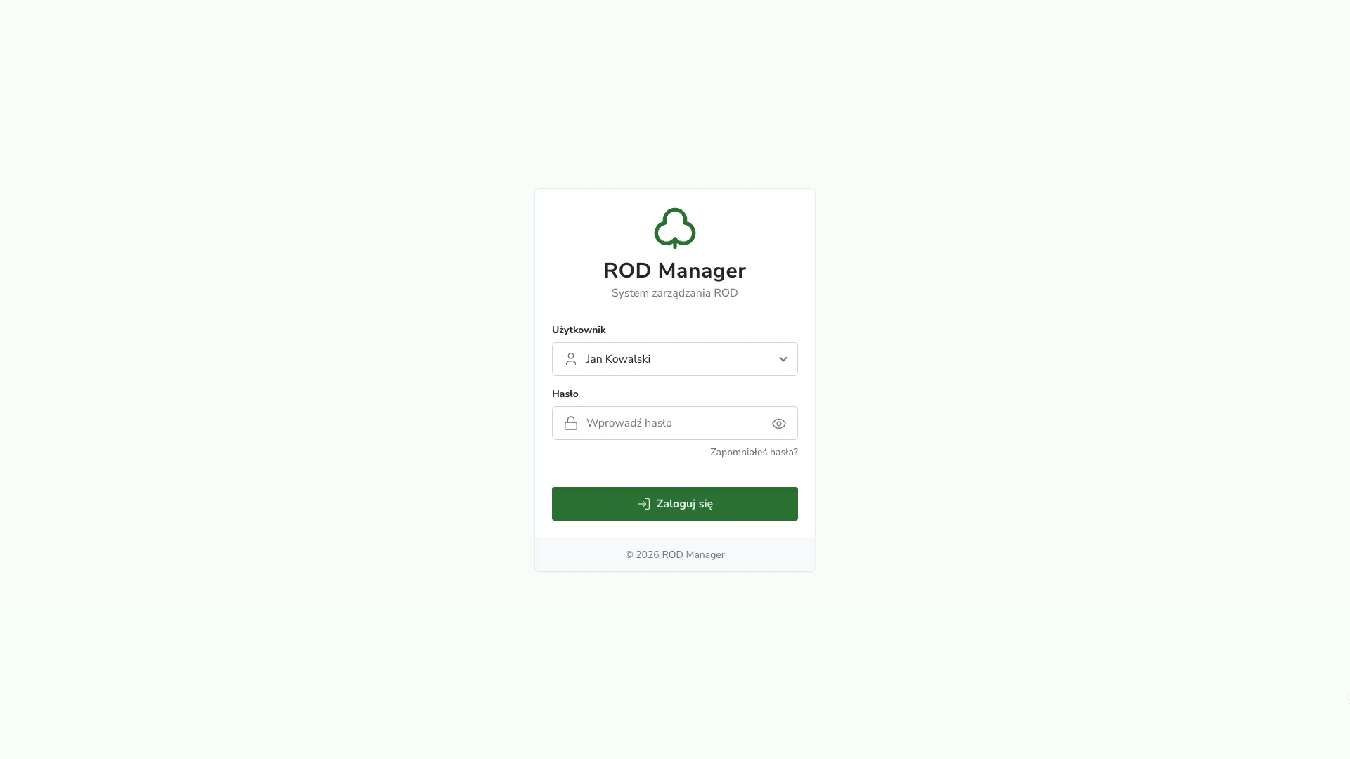 Ekran logowania